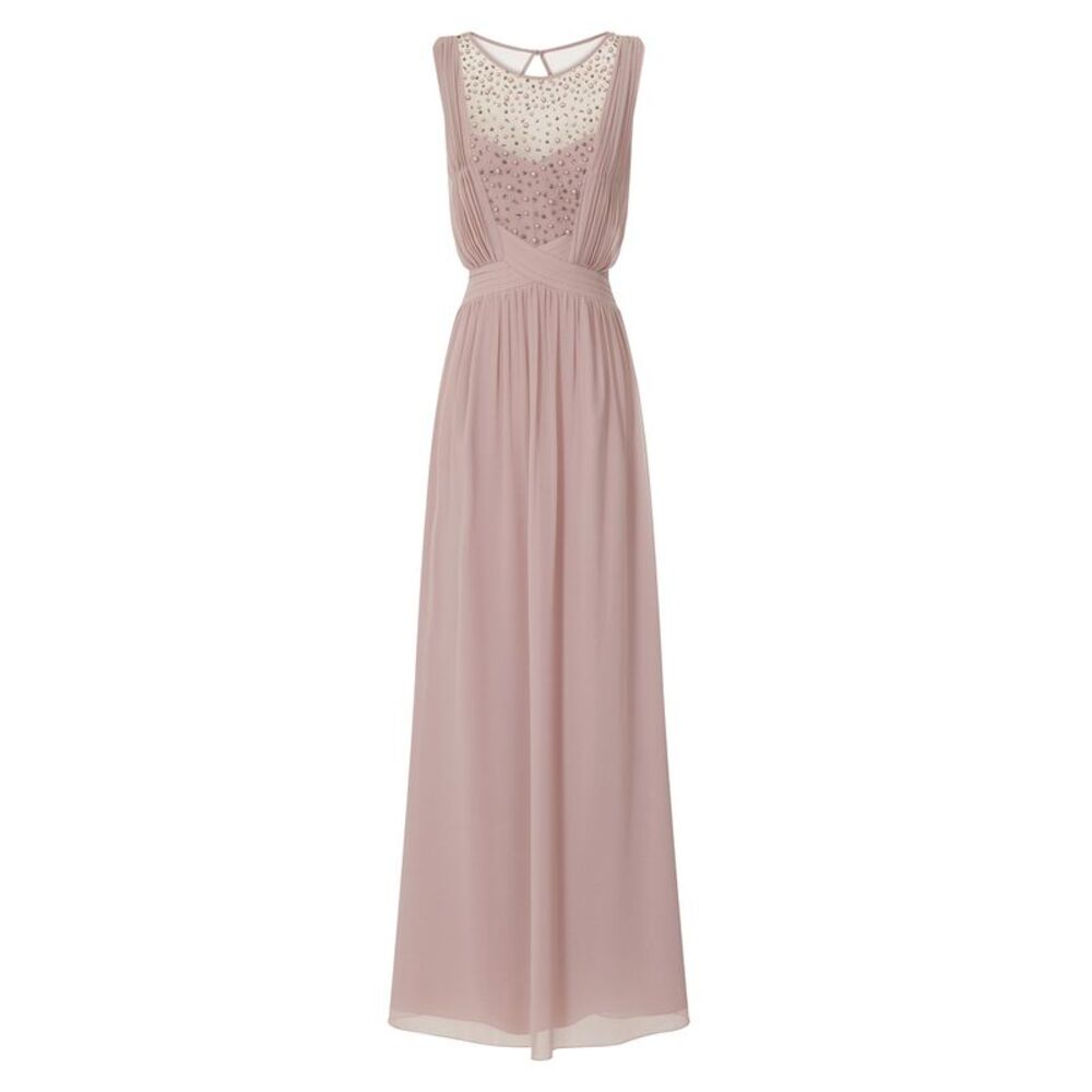 Little Mistress Womens/Ladies Mink Pearl Yoke Maxi Dress / Mink